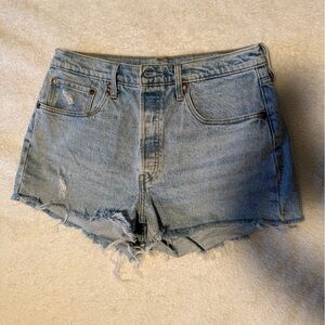 Levi's Light Blue Distressed Denim Cutoff Shorts